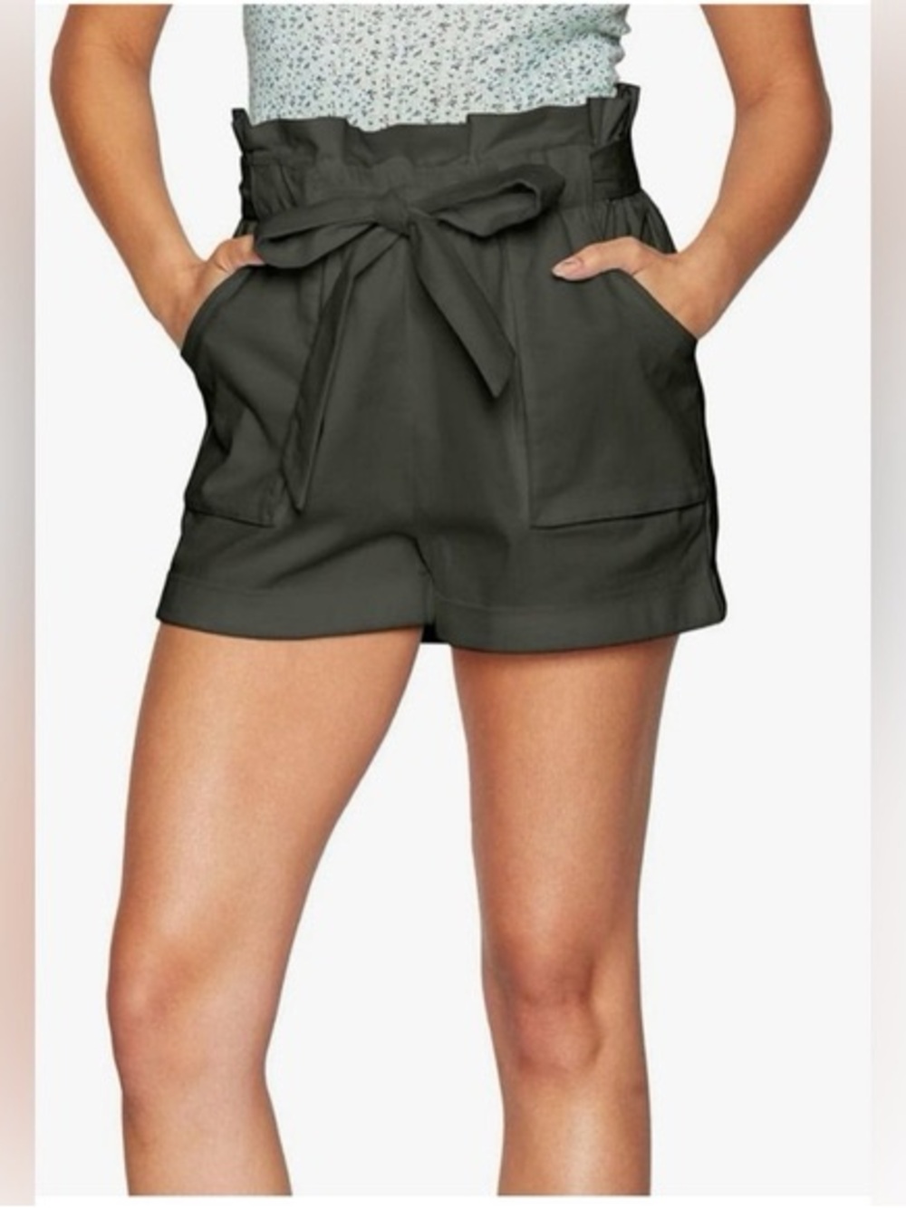 BCBGeneration paperbag high waisted green shorts size large